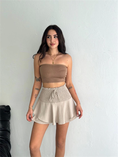 Ayrobin Şortlu Etek - Bej