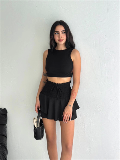 Ayrobin Şortlu Etek - Siyah