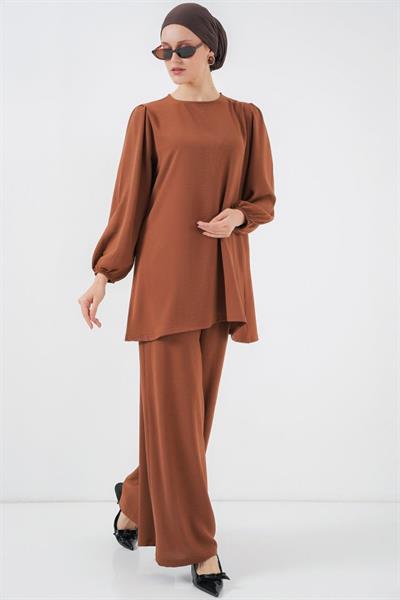 Ayrobin Tunik Pantolon Alt Üst Takım 6712 - Sütlü Kahve