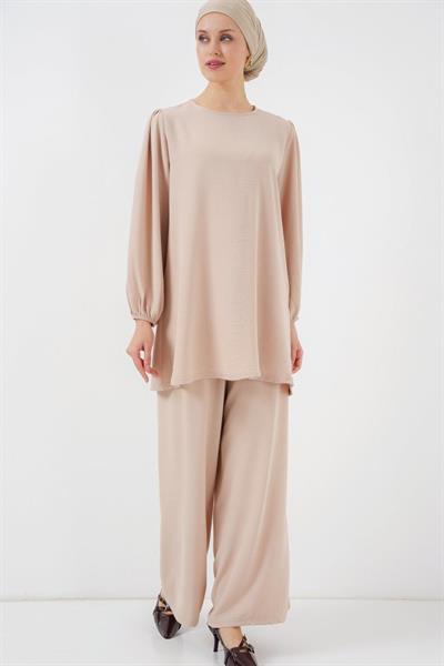 Ayrobin Tunik Pantolon Alt Üst Takım 6712 - Krem