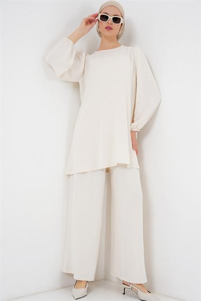 Ayrobin Tunik Pantolon Alt Üst Takım 6712 - Ekru