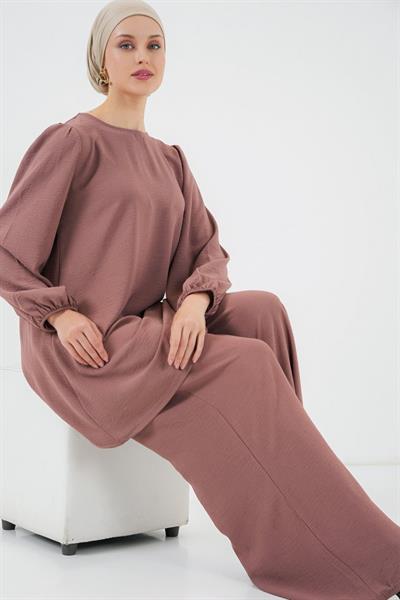Ayrobin Tunik Pantolon Alt Üst Takım 6712 - Gül Kurusu