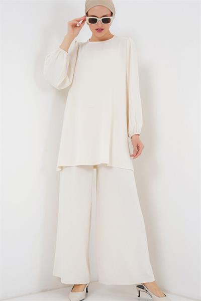 Ayrobin Tunik Pantolon Alt Üst Takım 6712 - Ekru
