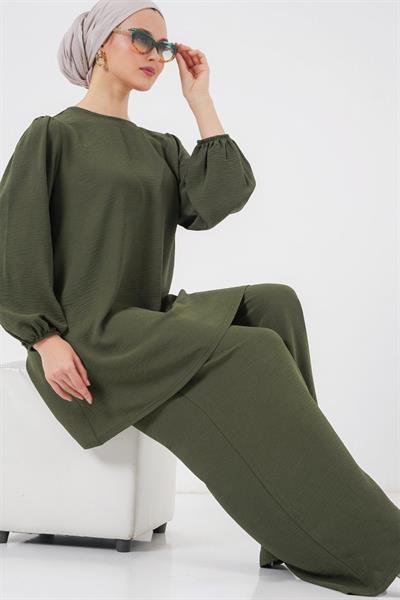 Ayrobin Tunik Pantolon Alt Üst Takım 6712 - Haki