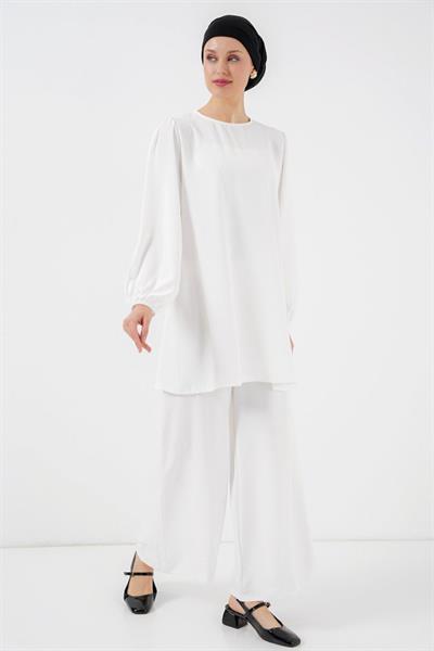Ayrobin Tunik Pantolon Alt Üst Takım 6712 - Beyaz