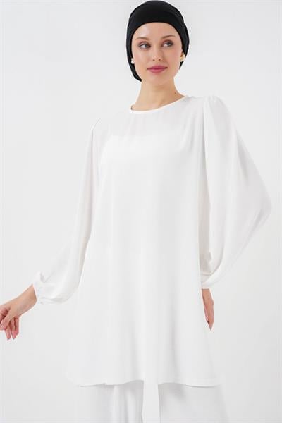 Ayrobin Tunik Pantolon Alt Üst Takım 6712 - Beyaz