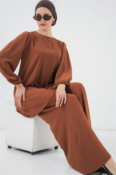 Ayrobin Tunik Pantolon Alt Üst Takım 6712 - Sütlü Kahve