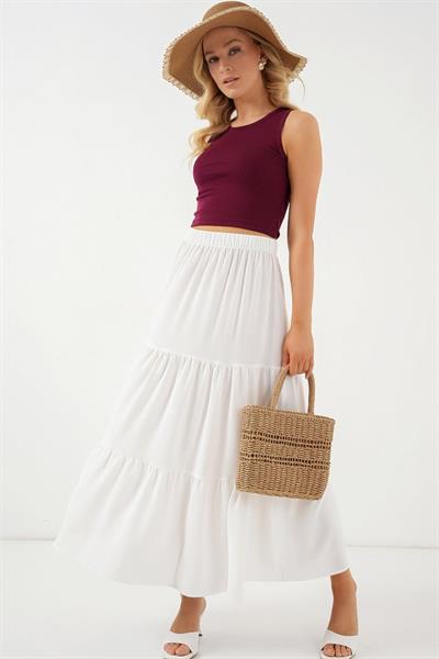 Ayrobin Uzun Etek 8048 - Beyaz