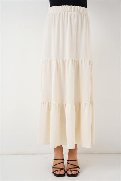 Ayrobin Uzun Etek 8048 - Krem
