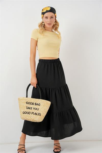 Ayrobin Uzun Etek 8048 - Siyah