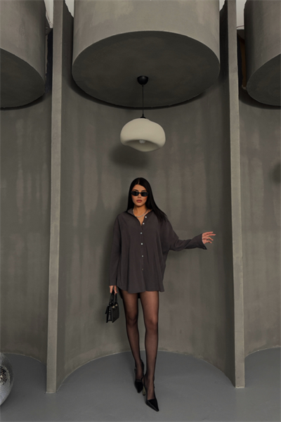 BOYFRİEND GÖMLEK MODAL KUMAŞ OVERSİZE - Antrasit