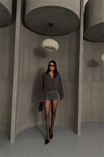 BOYFRİEND GÖMLEK MODAL KUMAŞ OVERSİZE - Antrasit