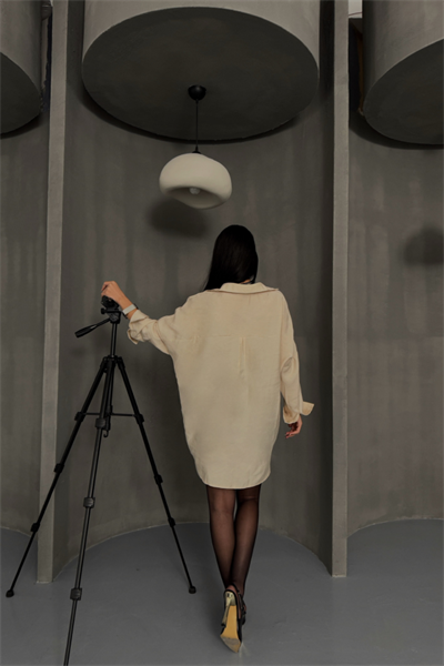 BOYFRİEND GÖMLEK MODAL KUMAŞ OVERSİZE - Bej