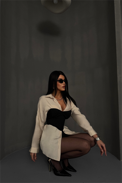 BOYFRİEND GÖMLEK MODAL KUMAŞ OVERSİZE - Bej