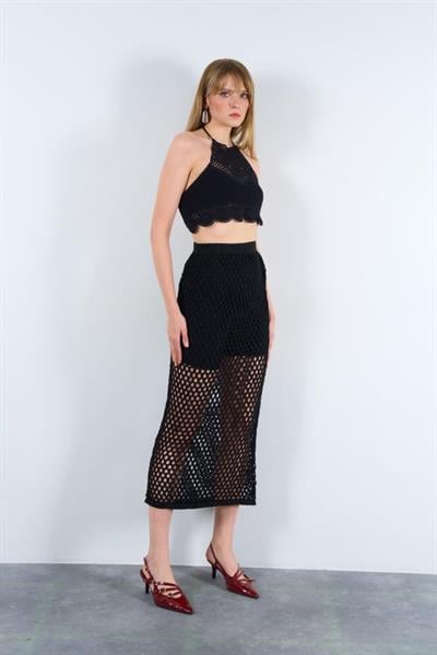 BÜYÜK AJURLU ETEK - Siyah-Siyah