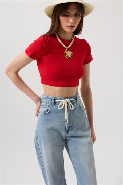 Bağcık Detay Yüksek Bel Jean