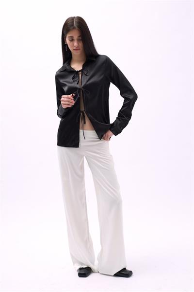 Bağlama Detay Saten Gömlek