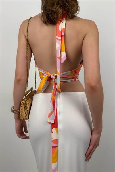 Bağlamalı Büzgü Detay Crop Bluz