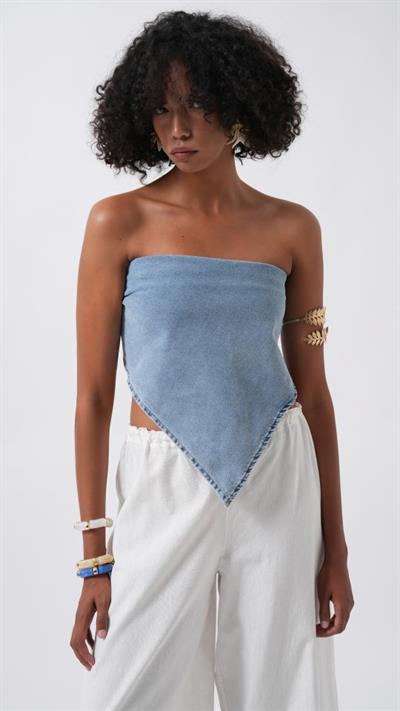 Bağlamalı Denim Crop