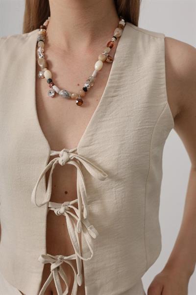 Bağlamalı Yelek - Taş