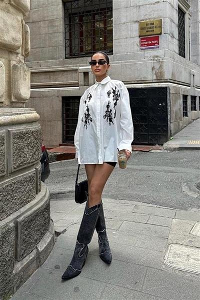 Bailey Dantel Nakışlı Gömlek 3386-08