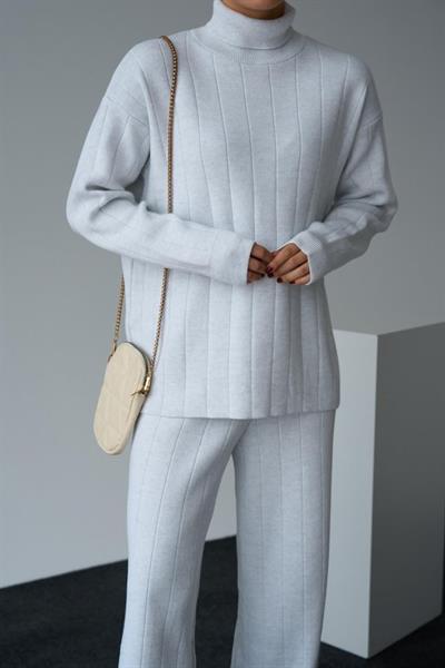 Balıkçı Yaka Triko Takım - Karmelanj