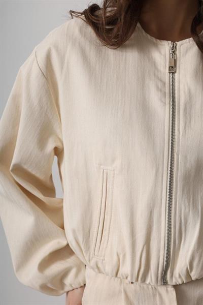 Balıksırtı Bomber Ceket - Krem