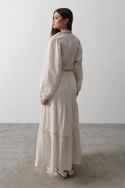 Balon Kollu Etekli Kaş Takım - Natür