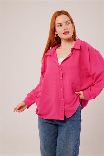 Basic Oversize Fuşya Gömlek