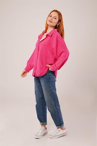 Basic Oversize Fuşya Gömlek