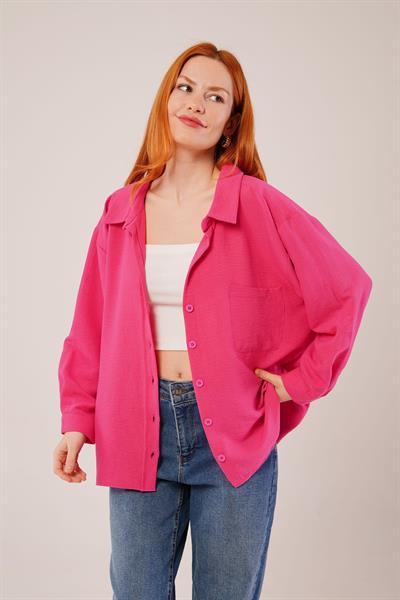Basic Oversize Fuşya Gömlek