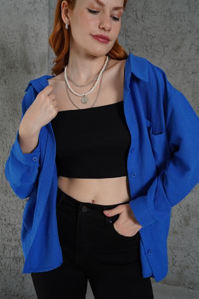 Basic Oversize Saks Gömlek