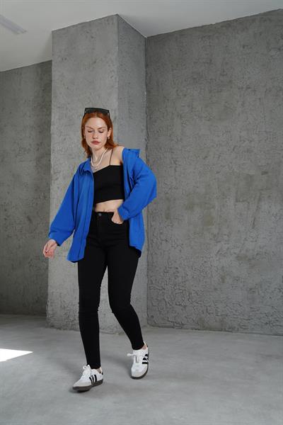 Basic Oversize Saks Gömlek