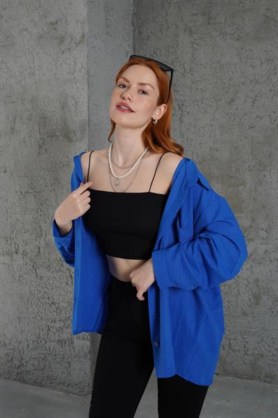 Basic Oversize Saks Gömlek