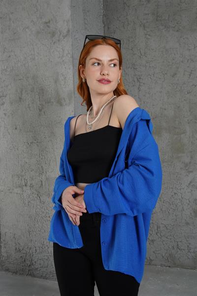 Basic Oversize Saks Gömlek