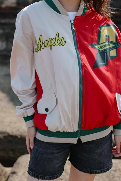 Baskılı Ceket - Siyah-Kırmızı-Bej