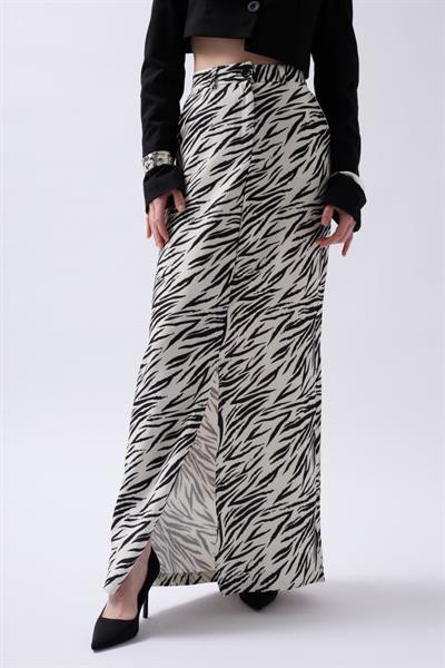 Baskılı Önü Yırtmaçlı Etek