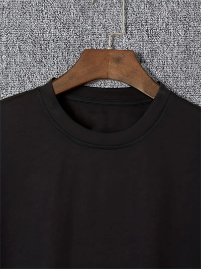 Baskılı Oversize Bisiklet Yaka T-shirt - Siyah