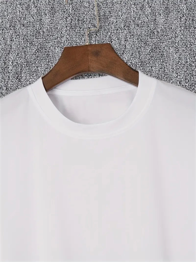 Baskılı Oversize Bisiklet Yaka T-shirt - Beyaz