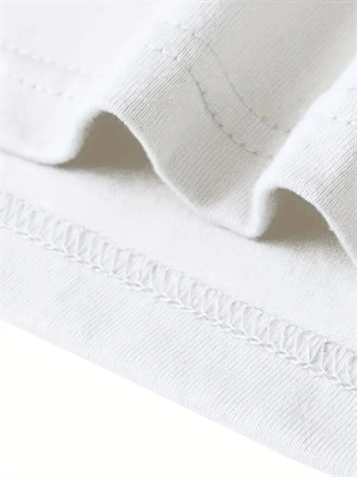 Baskılı Oversize Bisiklet Yaka T-shirt - Beyaz