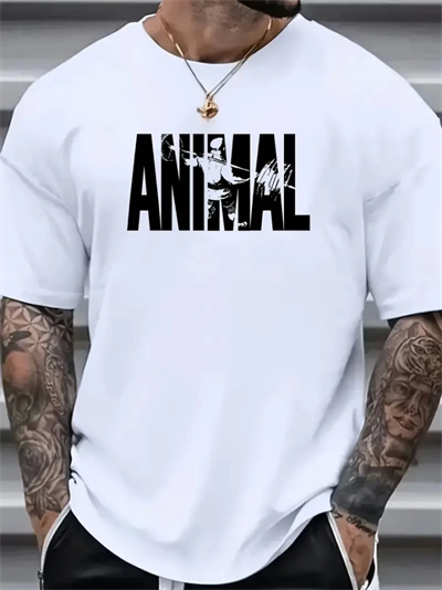 Baskılı Oversize Bisiklet Yaka T-shirt - Beyaz