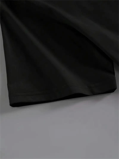 Baskılı Oversize Bisiklet Yaka T-shirt - Siyah