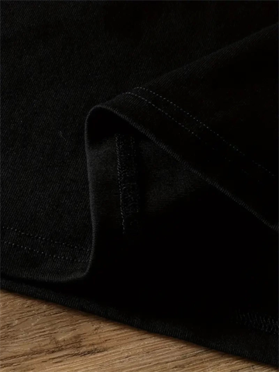 Baskılı Oversize Bisiklet Yaka T-shirt - Siyah