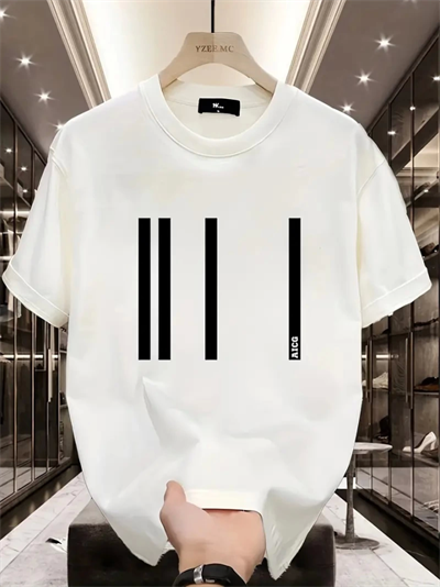 Baskılı Oversize Bisiklet Yaka T-shirt - Beyaz