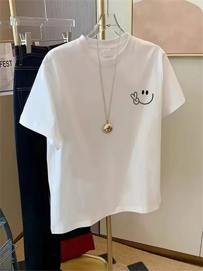 Baskılı Oversize Bisiklet Yaka T-shirt - Beyaz