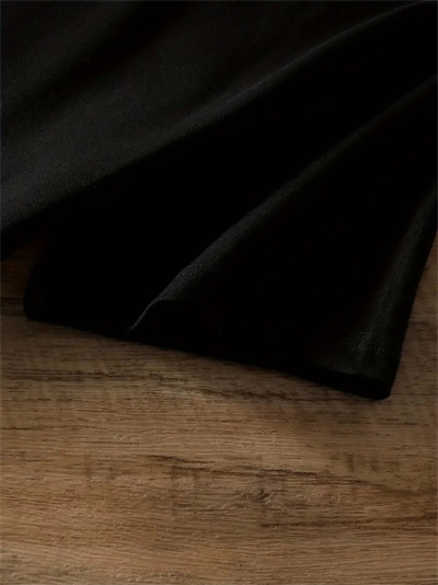 Baskılı Oversize Bisiklet Yaka T-shirt - Siyah