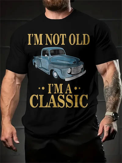 Baskılı Oversize Bisiklet Yaka T-shirt - Siyah