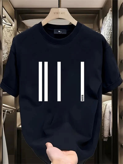 Baskılı Oversize Bisiklet Yaka T-shirt - Siyah