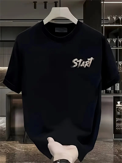 Baskılı Oversize Bisiklet Yaka T-shirt - Siyah