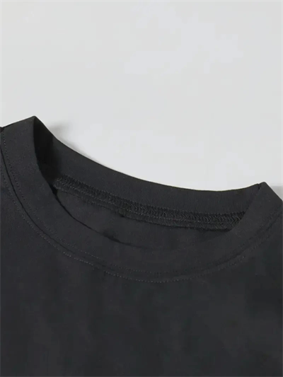 Baskılı Oversize Bisiklet Yaka T-shirt - Siyah